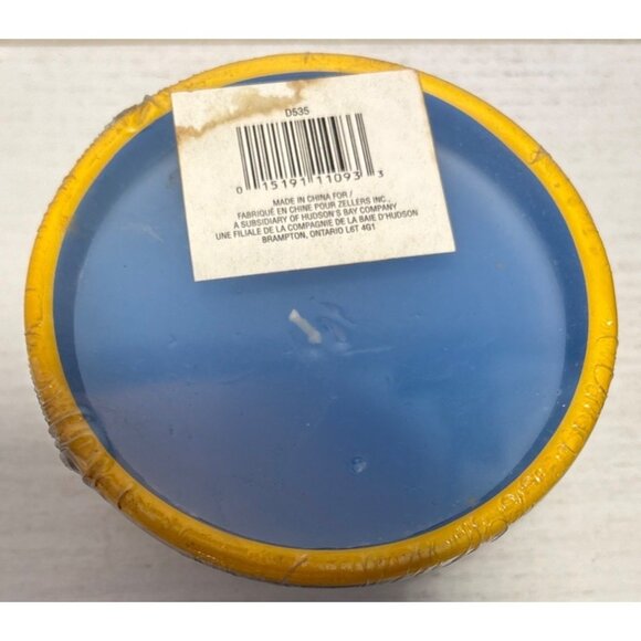 Hand-Painted Striped Ceramic Bowl Candle With Blue Wax 3" Height - Picture 4 of 7